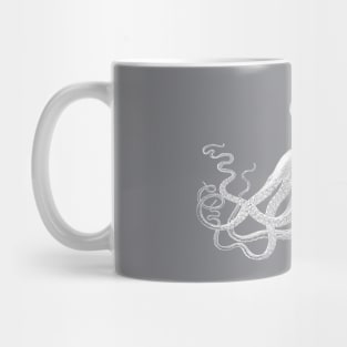 Octopus | Vintage Octopus | Tentacles | Sea Creatures | Nautical | Ocean | Sea | Beach | Grey and White | Mug